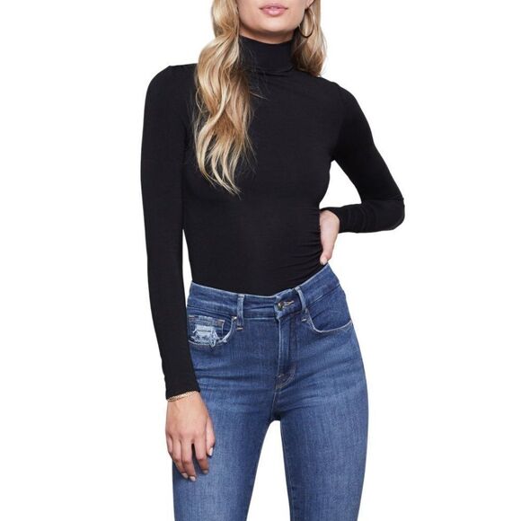 Good American the Coverup Turtleneck Bodysuit Womens Size 3 Black Long Sleeve - Picture 1 of 6